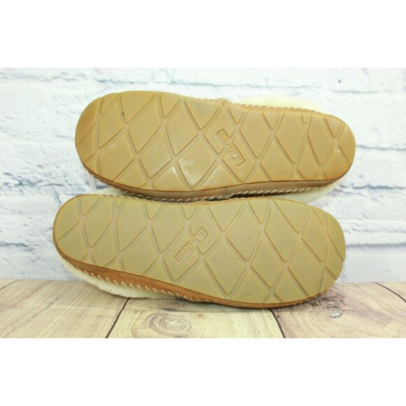 LL Bean Shoes Size 8 M Brown Suede Lamb Fur Shearling Slippers Cozy Slip-On - Picture 9 of 9